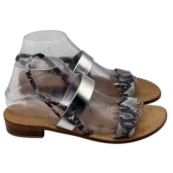 Made in Italy Il Sandalo Caprese 39 ,8 Snakeskin Silver Leather Handmade Sandals - Picture 7 of 13